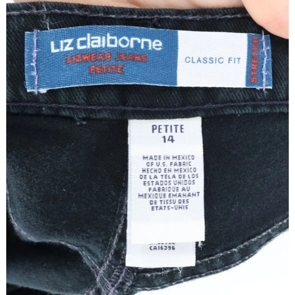 Liz Claiborne Jeans Classic Fit Womens 14P Black Stretch INSEAM: 27‎ RISE: 10.5